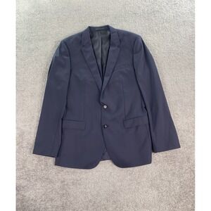 Hugo Boss Suit Jacket 44 L Blue Wool Solid Dieselstrasse Luxury Guabello Italy